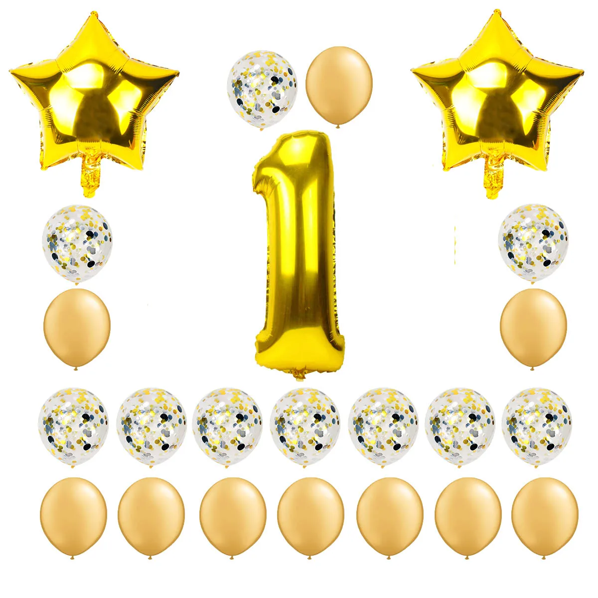 23pcs gold 37 шт. розовый 1-й День рождения воздушные шары набор фольги номер баллон первая девочка вечерние украшения мой 1 год поставки Единорог - Цвет: 23pcs gold