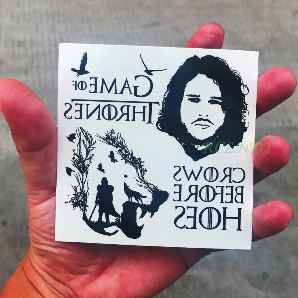 Водостойкая временная татуировка наклейка Игра престолов Джон Снежный волк волки летающая птица тату флэш-тату поддельные татуировки для мужчин 4