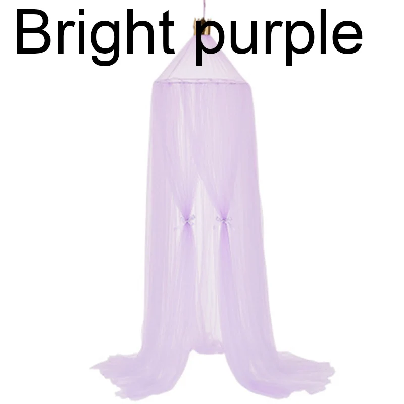 Bright Purple Подвесная москитная сетка, навес для детской кровати, купол, занавеска, палатка для детской кроватки, круглая подвесная детская палатка, декор для детской комнаты - Цвет: Bright Purple