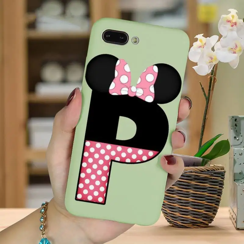 

Cartoon Mouse Bow 26 Letters DIY Printing s For Iphone 6 6s 7 8 Plus XR X XS XSmax 11 12 Pro Mini Max Candy Green Silicone Cover