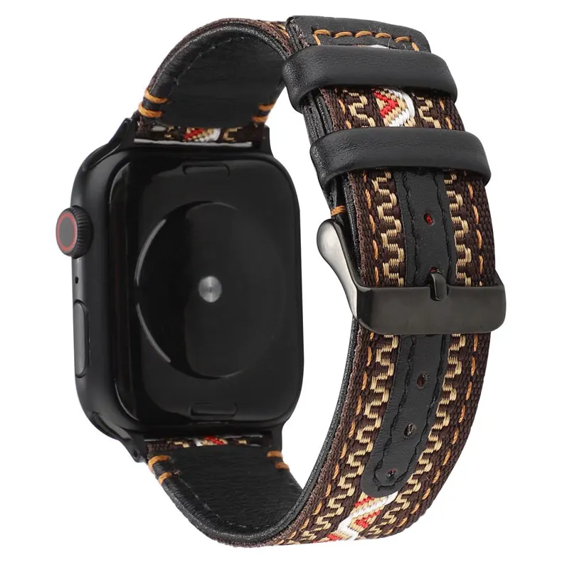 Нейлон+ натуральная кожа ремешок для apple watch, ремешок 42 мм, 38 мм, версия apple watch 5/4 44 мм 40 мм, для iwatch, версия 3, 2, 1 браслет аксессуары