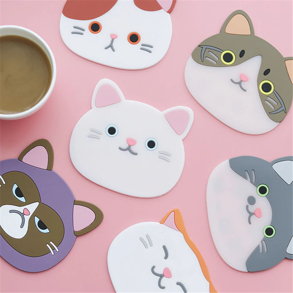

Silicone Cat Coaster Heat-resistant Placemat Household Mat Office Desk Decoration Supplies Desk Pad Kawaii Accessories