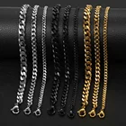 Ожерелья для мужчин и женщин, черные, золотые, серебряные панцирные кубинские цепи из нержавеющей стали, мужское ожерелье, ювелирные изделия 357 мм LKNM08