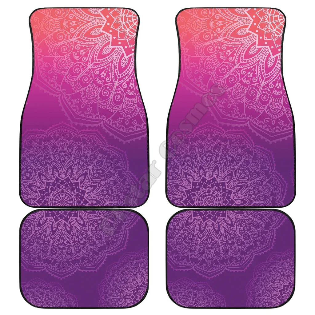 

Peach Pink Purple Gradient Mandalas Car Floor Mats 3D Printed Pattern Mats Fit for Most Car Anti Slip Cheap Colorful 02