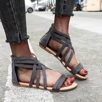 sandals flat sandals open toe roman summer beach shoes for women boho zipper flip flops casual summer beach sandals
