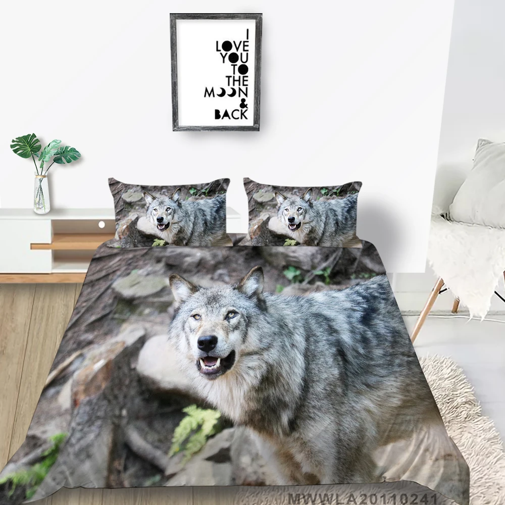 

3D Wolf Bedding Sets Nature Simple New Design Duvet Cover for Man Double King Queen Twin Full Single Soft Bed Set 2/3 Pcs