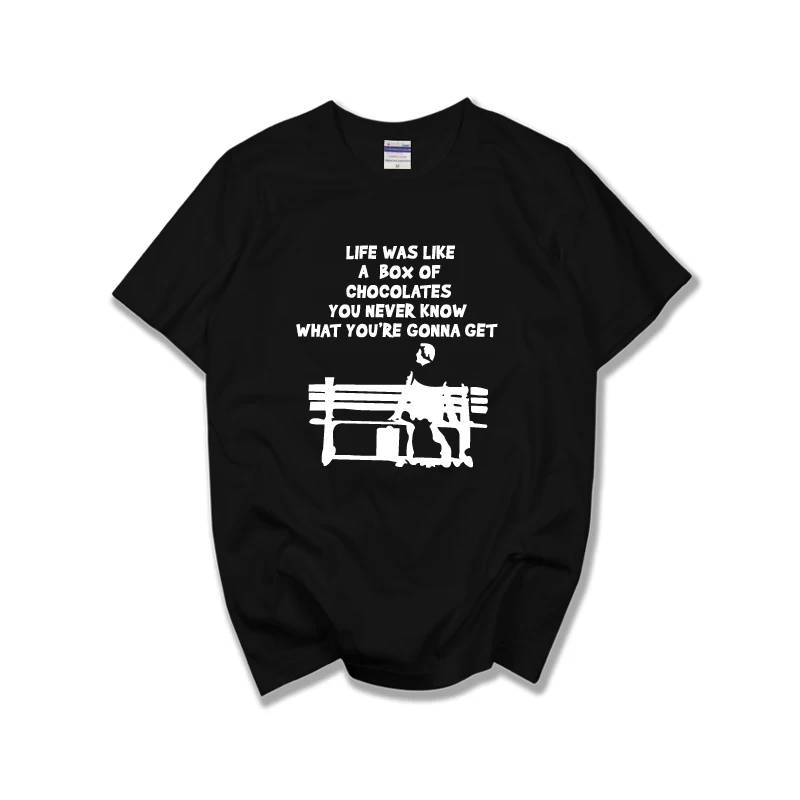 Мужская футболка с коротким рукавом 100% хлопок|cotton tees|jersey menforrest gump |