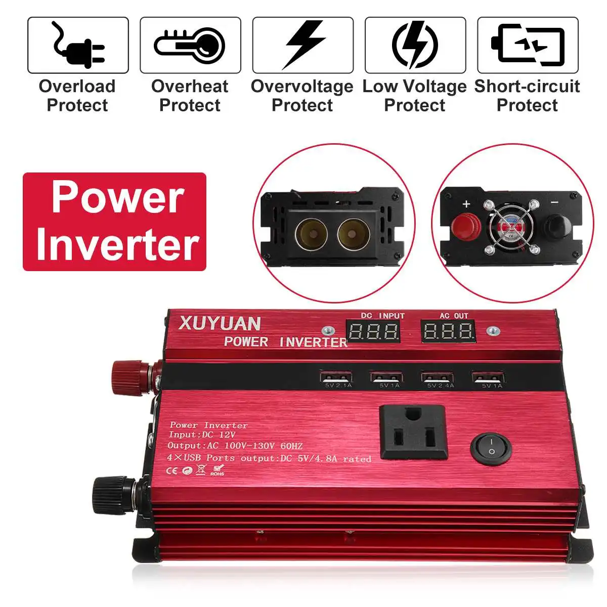 Солнечный Мощность инвертор 3000 W/4000 W/5000 W/8000 W/10000 W DC 12 V/24 V к переменному току 110 V/220 V синусоида преобразователь Напряжение трансформатор Зарядное устройство