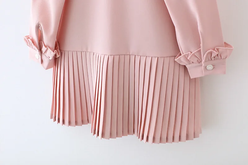 Новое платье для девочек Розовое Повседневное с длинными рукавами и