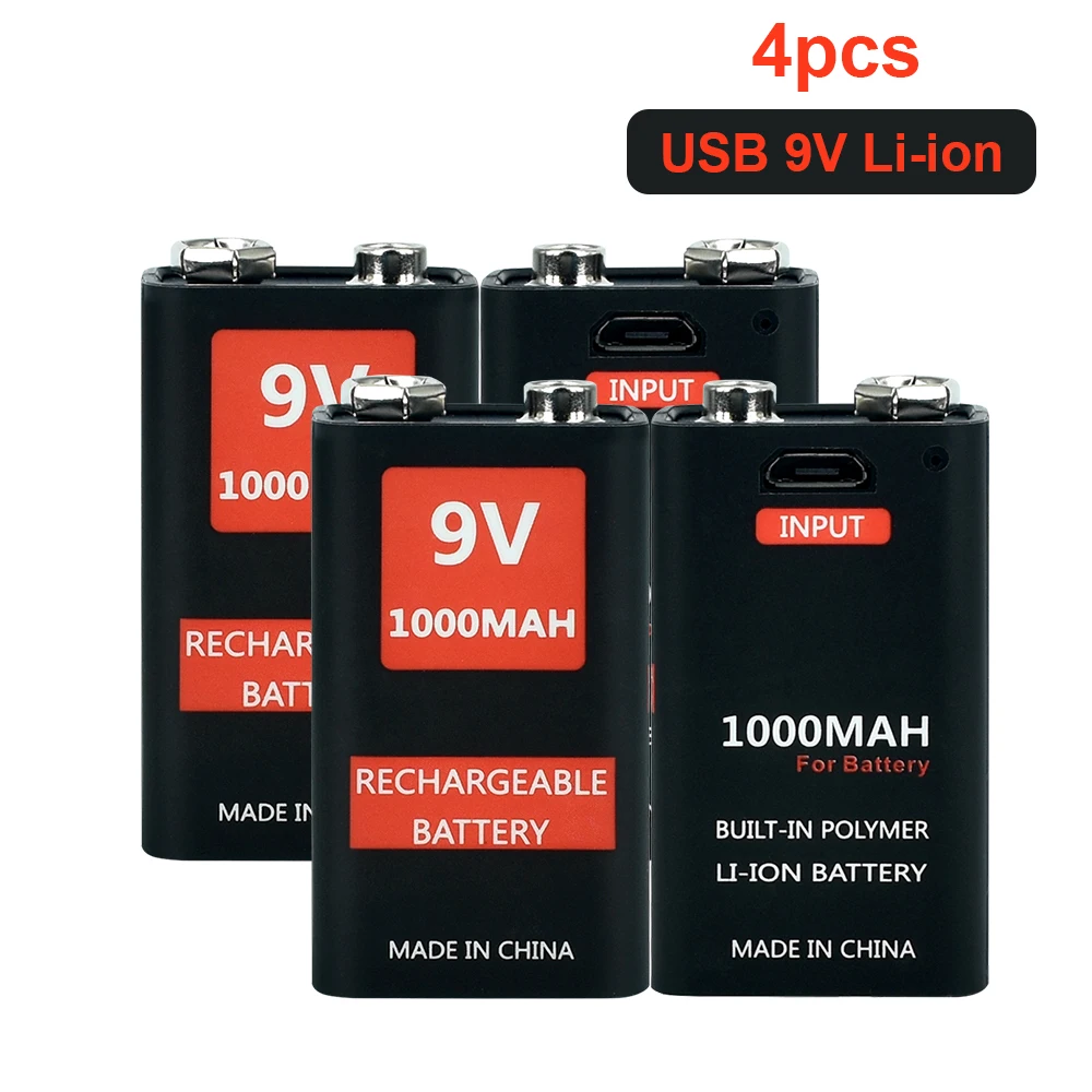 

9V Battery 1000mAh Li-ionre Cangeable Battery Micro USB 9V Volt Lithium For Multimeter Microphone Toy Remote Contr KTV Use