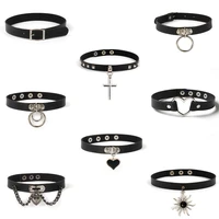 harajuku style black punk choker collar necklace ins love leather retro neckband clavicle necklace female gothic torques jewelry