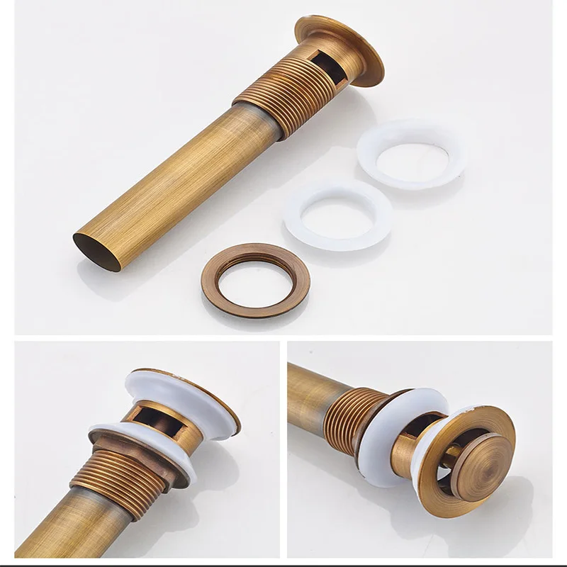 

ROVATE Bathroom Pop-up Drain Antique Brass, Pop Up Vessel Basin Sink Drain Stopper