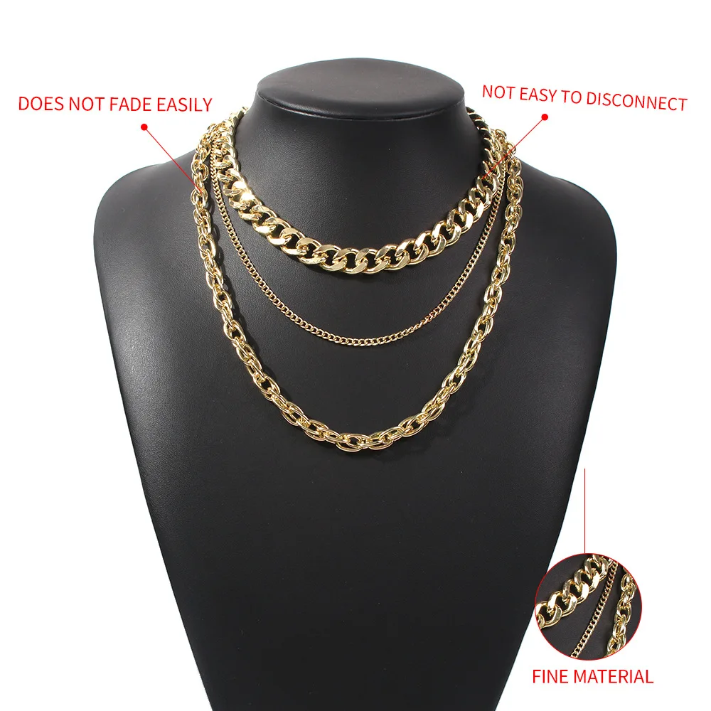 

Punk Metal Multi layer Thick Chain Choker Necklace For Women Men Goth Fashion Night Club Jewelry Female Choker Necklace