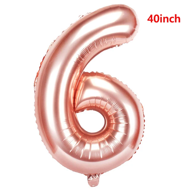 40inch Number 6 16 шт Розовый Золотой воздушный шар "Конфетти" детский душ девочка баллон гелия балоны DIY любовь свадьба день рождения шары украшения шары - Цвет: 40inch Number 6