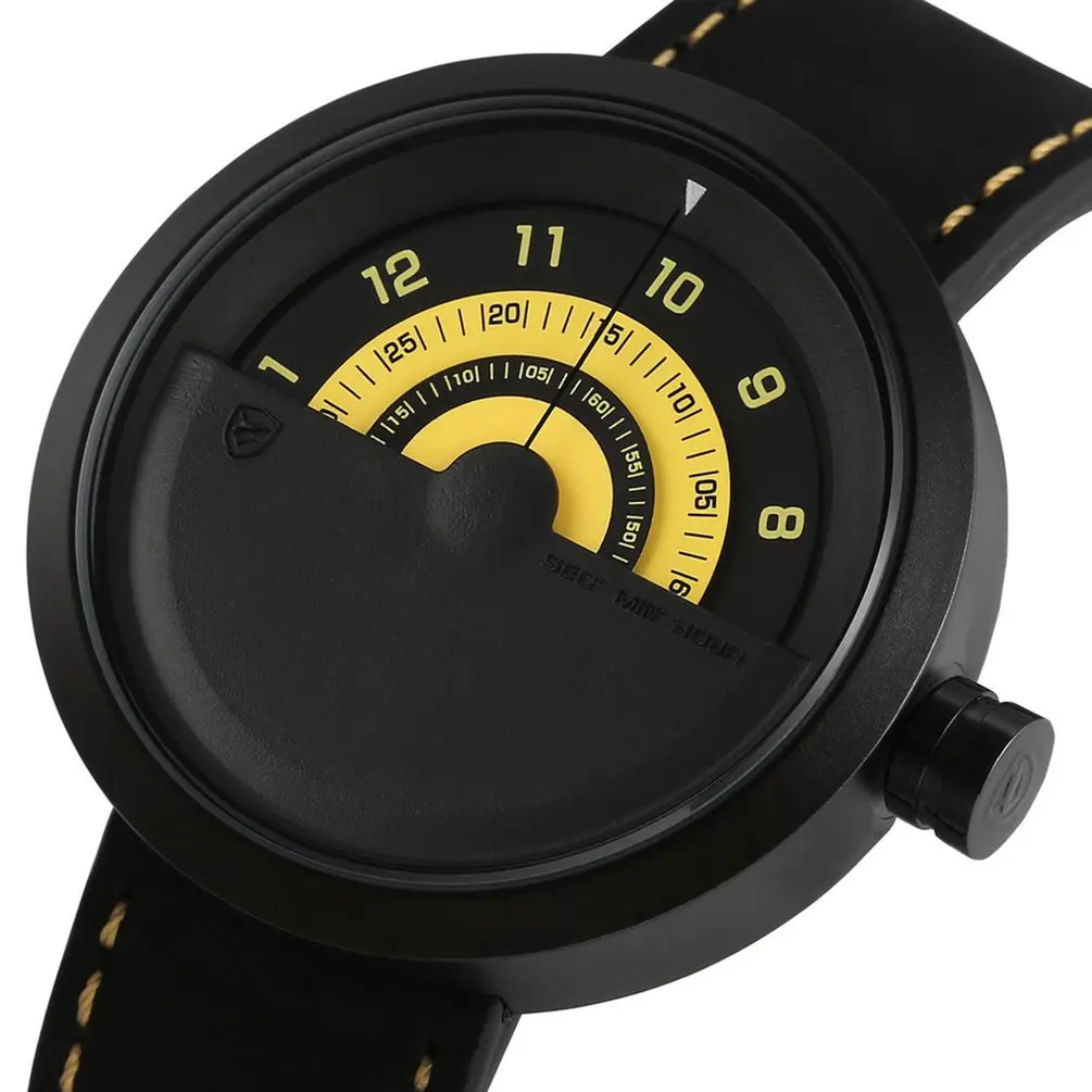 Yellow SH423 Bonnethead Shark Спортивные Часы Желтый мужские Лучший Бренд Relogio Masculino Поворот Контраст Crazy Horse Кожа Наручные Часы/SH423 - Цвет: Yellow SH423