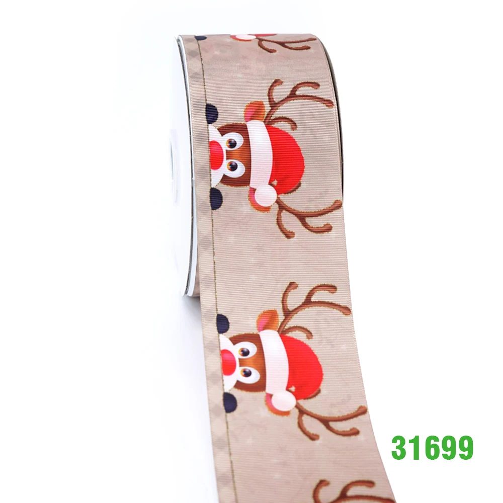 31699 50 ярдов в Размер Рождественская лента напечатанная grosgrain лента 31697 - Цвет: 31699
