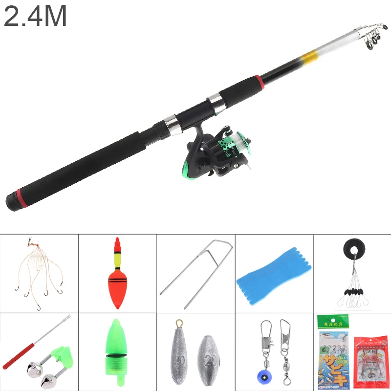 2 4 м рыболовная удочка Fly Line комбо полная Наборы Катушка для спиннинга полюс набор