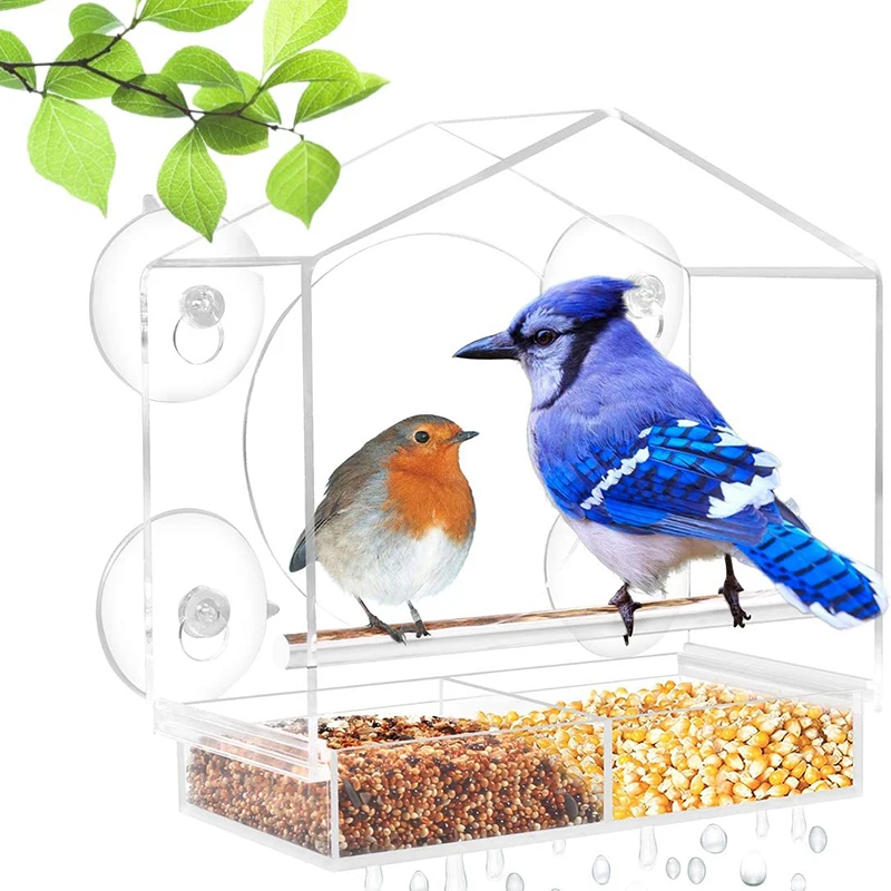 

Window Viewing Bird Feeder Hotel Table Seed Peanut Hanging Suction Adsorption Pet Birdhouse Suction Cup Mount House Type Feeder