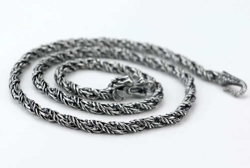 Мужское ожерелье с драконом колье из стерлингового серебра 925 пробы шириной 5 мм