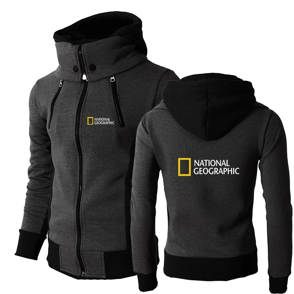 

Men 2021 National-Geographic Logo Hoodies Muscle Survey Expedition Scholar Sportswear Hooded Zipper Streetwear Print Sweatshirts