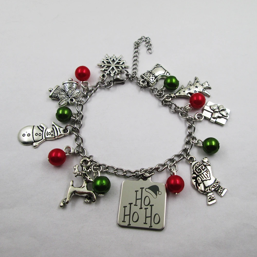 Хо Рождественская тема кожаные браслеты из нержавеющей стали Подарочные Подарки