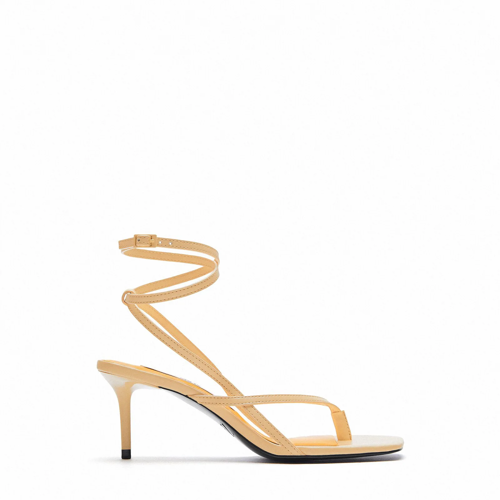 

Ankle Strap High Heel Sandal for Women Suit Female Beige Spring Shoes Square Toe 2021 Summer High-heeled Black Stiletto Girls C