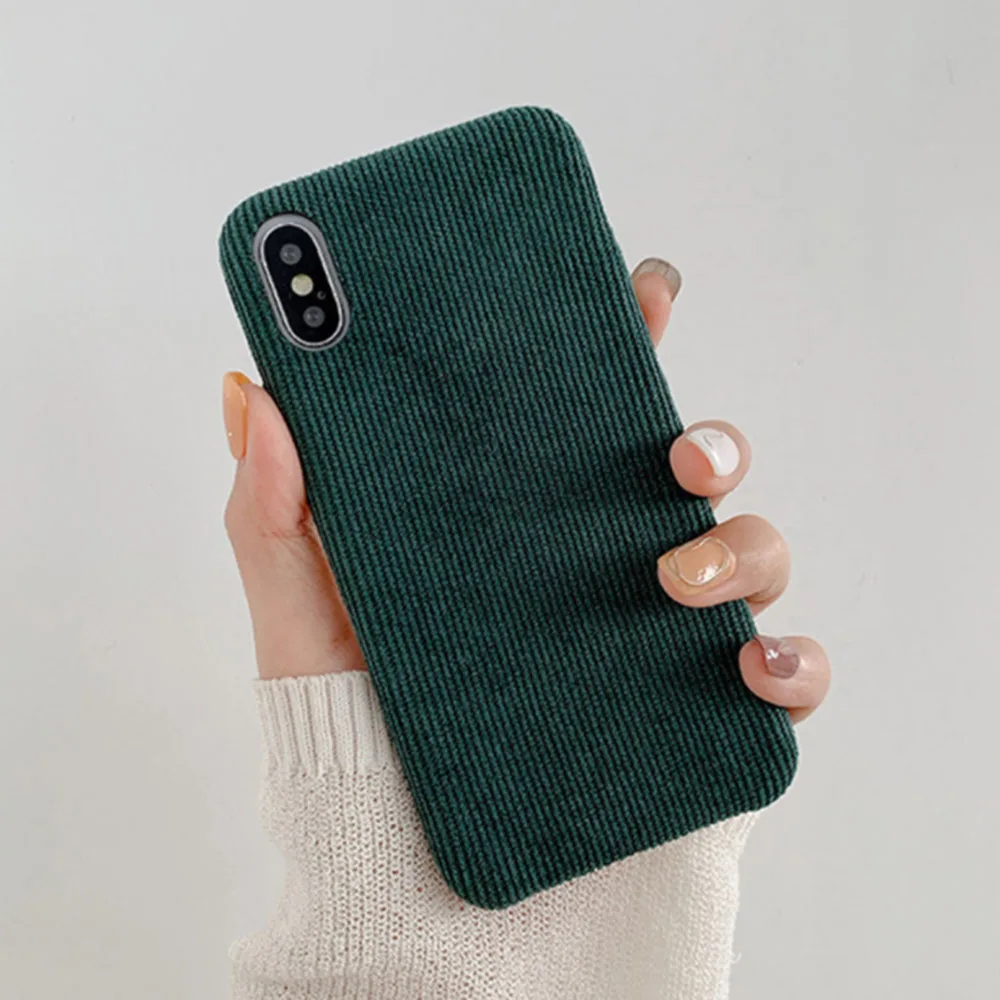 

Popular Corduroy Cloth Phone Cases For iPhone 11 Pro Max X XR XS Max Case For iPhone 6 6S 7 8 Plus Cover Warm Simple Pure Color