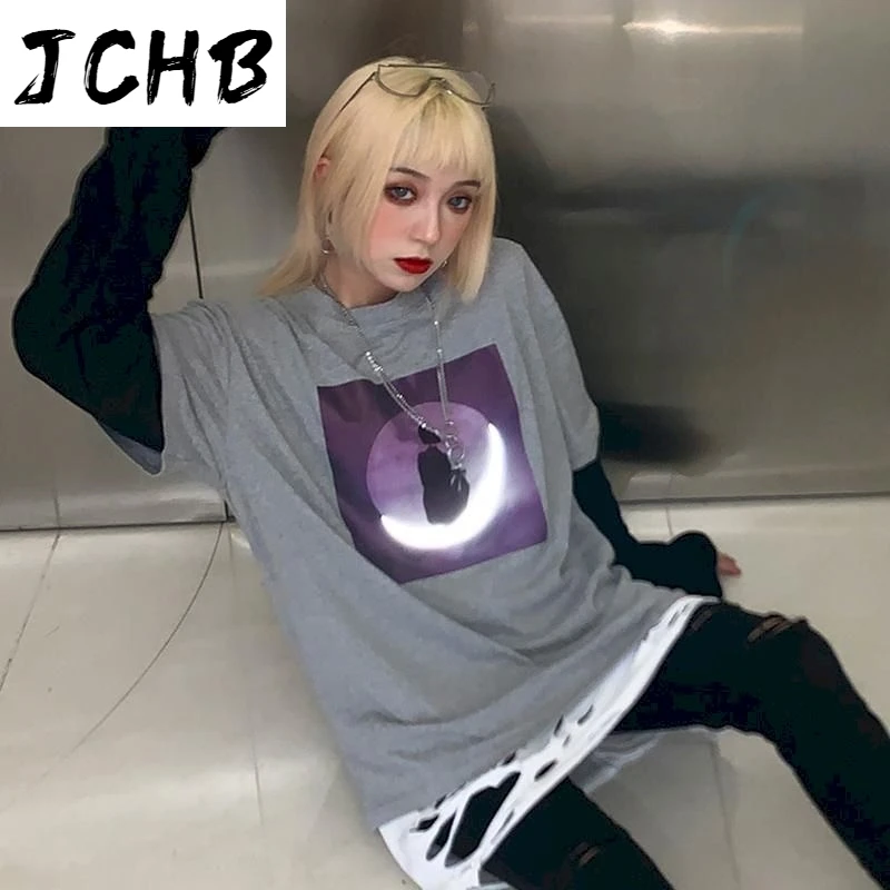 

2021 Fake Two Piece t Shirt Tie Dye Gray Big Shirts Men Clothing Men Fashion Oversized Tees Streetwear Couple Clothes Tshirt