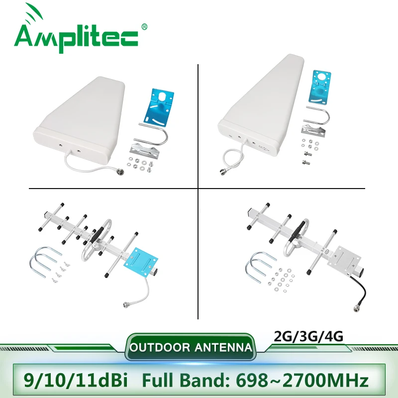 

Amplitec 9/10/11dBi Gain Outdoor Antenna 698-2700mhz LPDA Antenna Yagi Antenna For Signal Booster Cellular Amplifier 4g Repeater