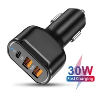 12v24v car charger universal adapter dual usb pd type c 30w fast charging car usb charger lighter for iphone samsung