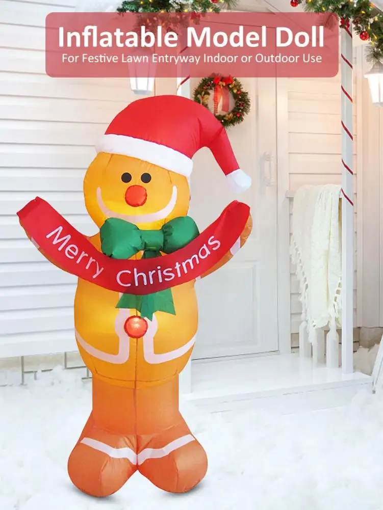 

Christmas Gingerbread Man LED Glowing Inflatable Model Garden Decoration Party Holiday Props New Year Lantern Yard Supplies
