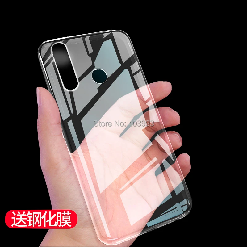 Прозрачный чехол для Alcatel 1S 2020 5028Y мягкий прозрачный из ТПУ с кристаллами на