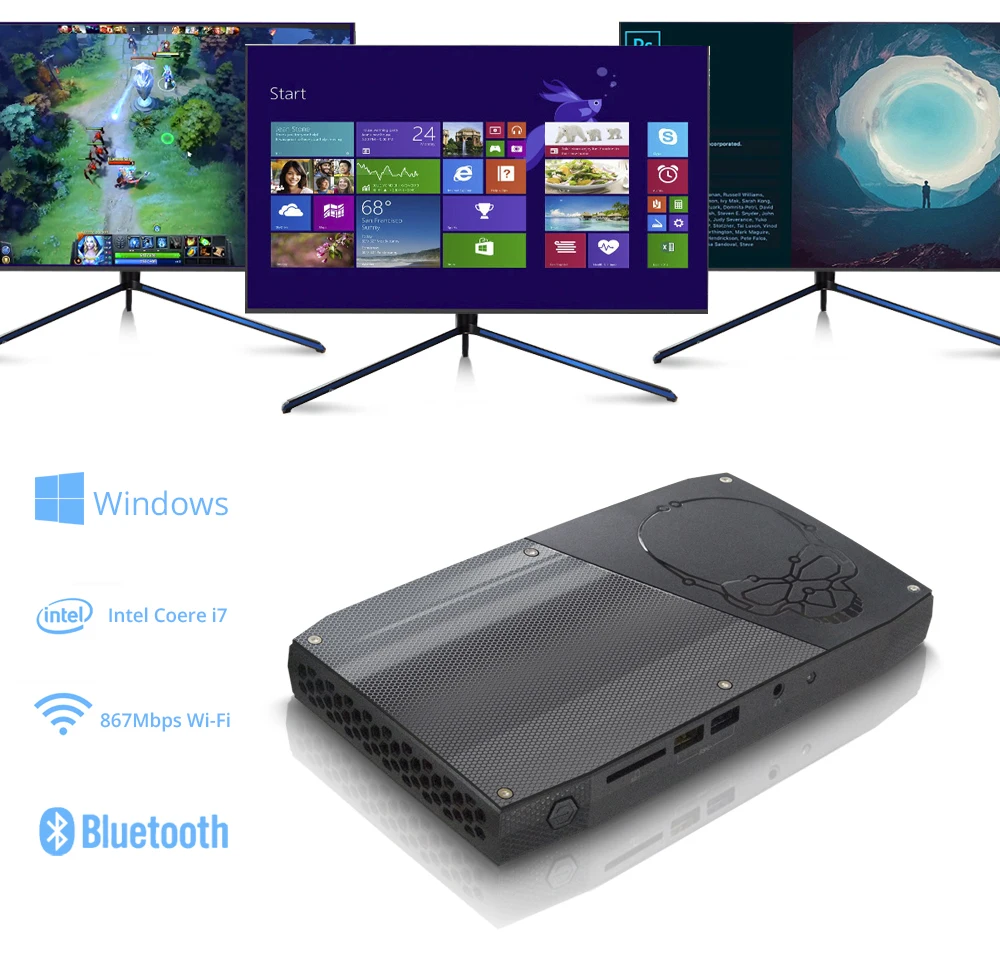 Процессор Intel Core NUC cpu i7-6770HQ Мини ПК Windows 10 4K USB 3,0 HDMI wifi BL Gigabit Ethernet офисный игровой настольный компьютер