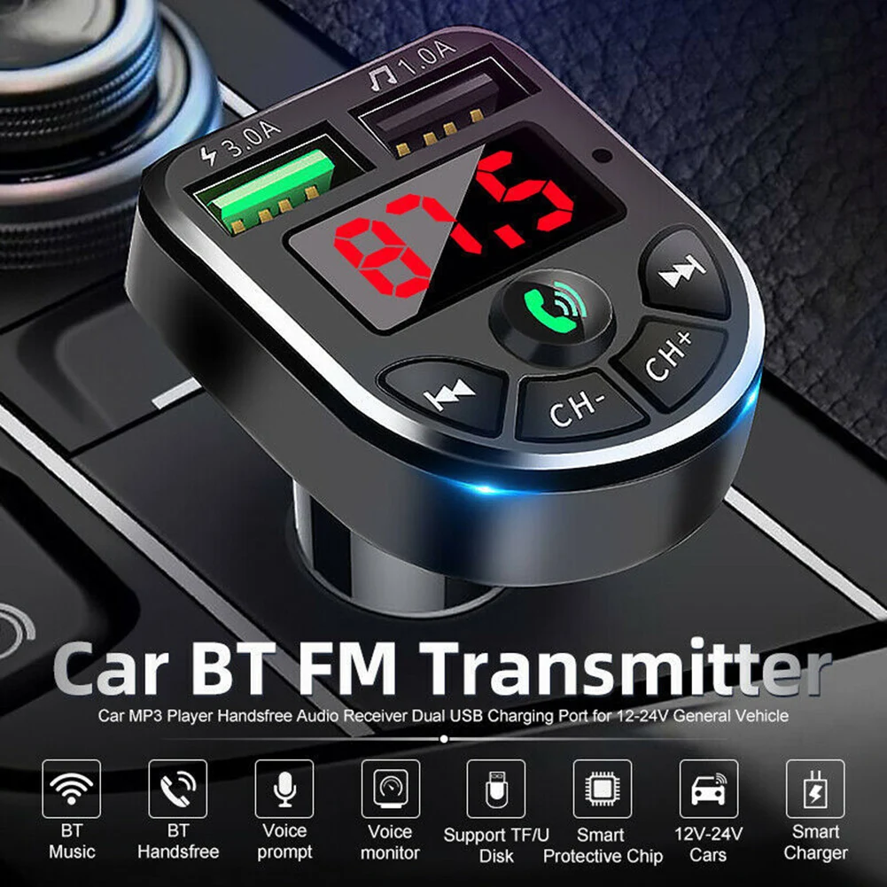 

FM Transmitter Bluetooth Car MP3 Audio Player Handsfree Car 5V 3.1A Dual USB Charger 12-24V TF U Disk Music Player