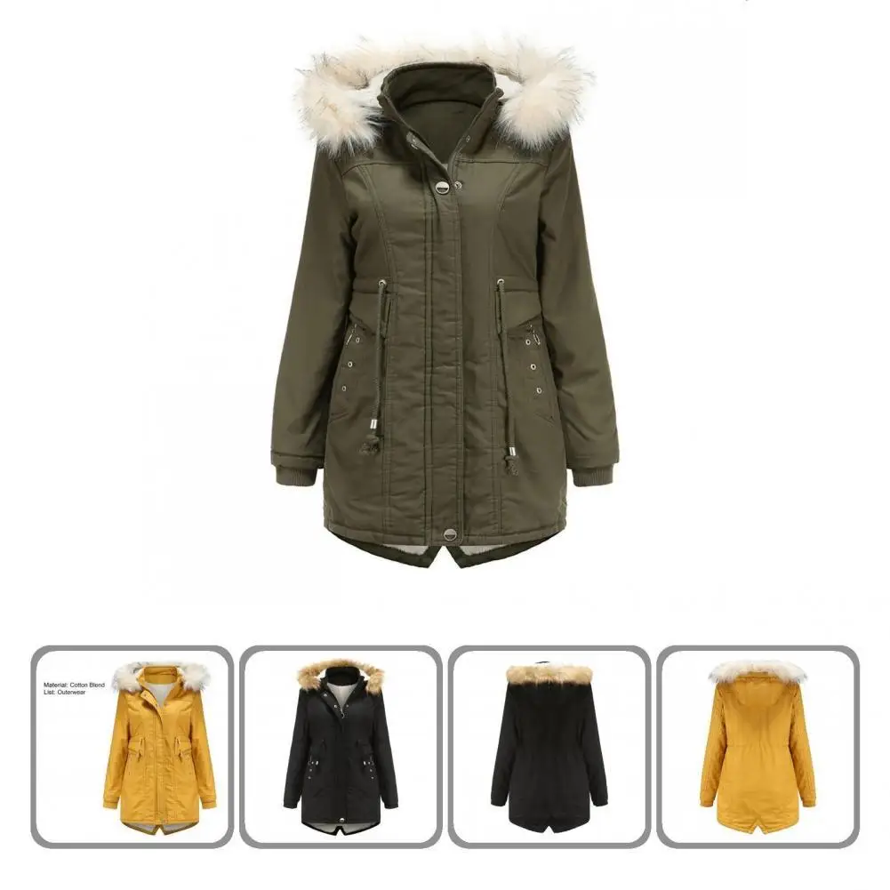 

Women Coat Back Hem Split Loose Fluffy Warm Tight Waist Winter Jacket Jacket for Work