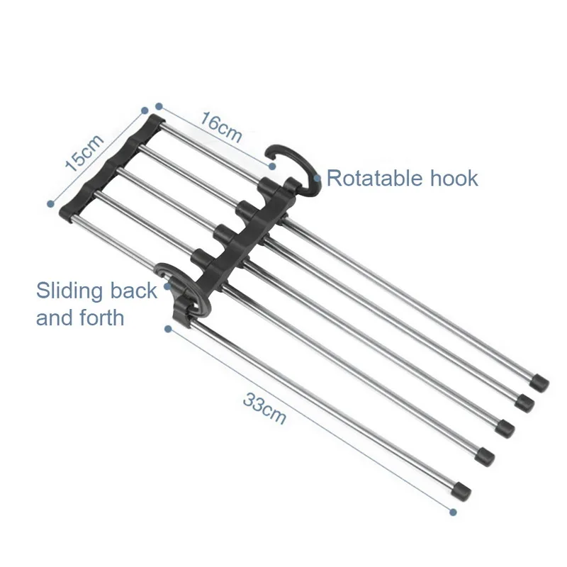 

5 in 1 Wardrobe Pants Hanger Multi-functional Clothes Hangers Stainless Steel Magic Wardrobe Clothing Hangers For Clothes Rack