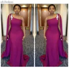 Женское вечернее платье-русалка, фиолетовое официальное платье на одно плечо, платья знаменитостей