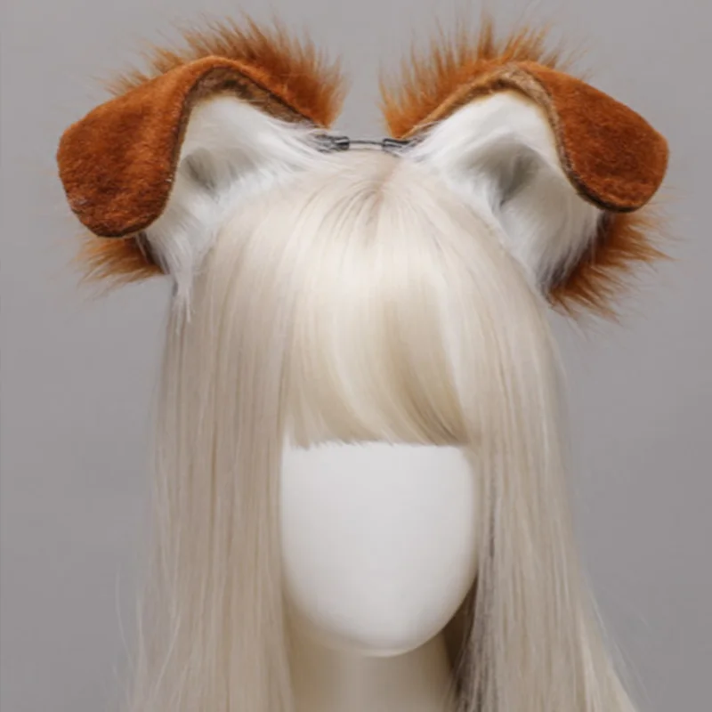 Пушистая плюшевая складная повязка на голову с кошачьими ушками контрастный