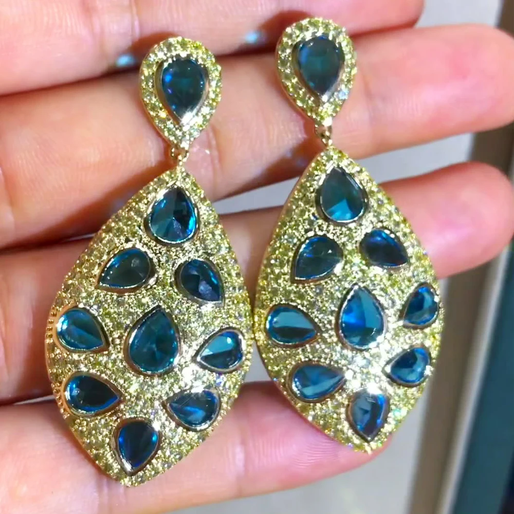 

New Trendy Big Drop Pendant Earrings for Noble Women Bridal Wedding Earrings Jewelry Ladies Daily Accessories korean earrings