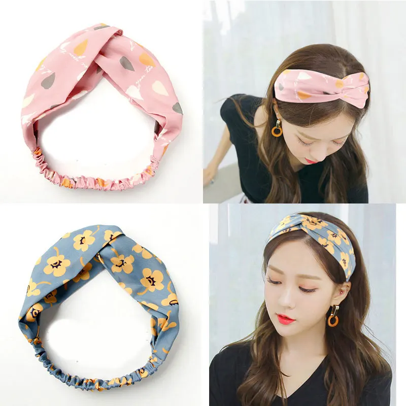 Новая эластичная повязка на голову Бохо для волос с цветочным принтом девочек