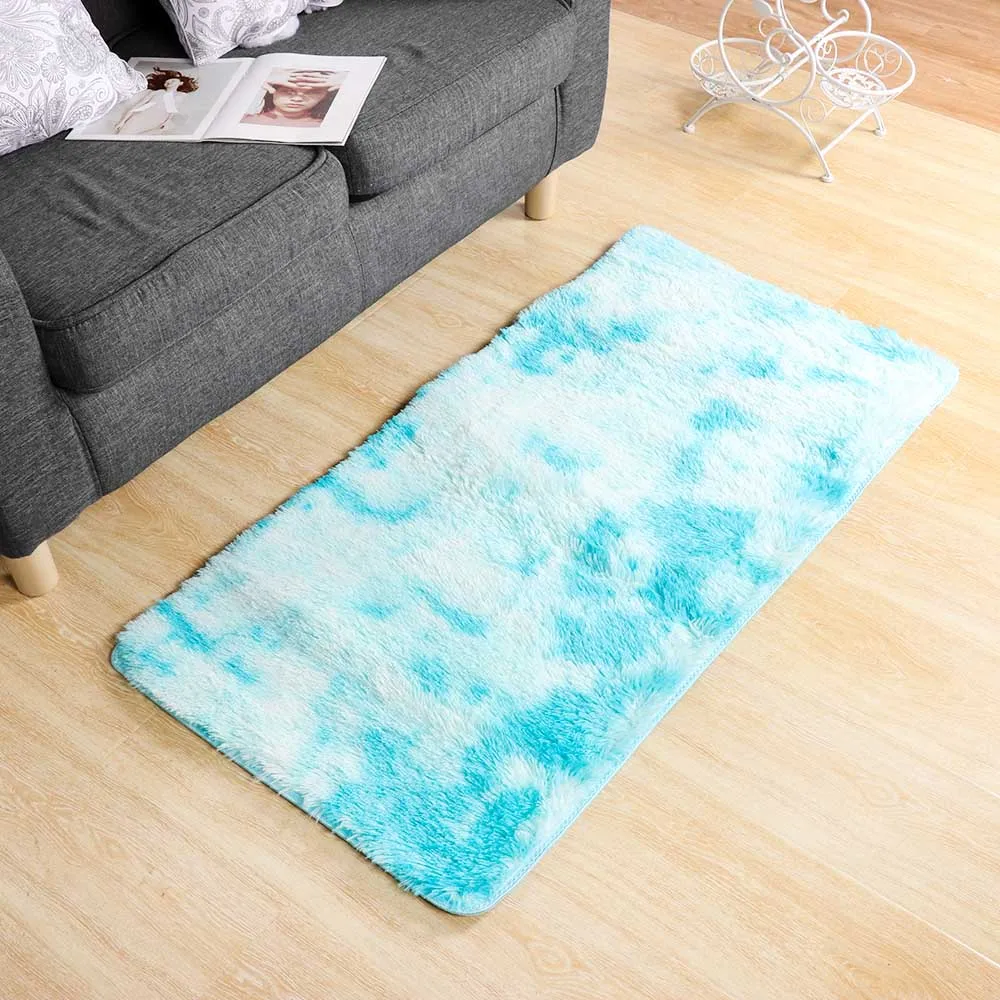 light blue 1 шт. многоразмерный галстук из полиэфира окрашивание градиентного цвета мягкий плюшевый коврик мягкие мохнатые коврики ковер для украшения дома гостиная домашний текстиль - Цвет: light blue