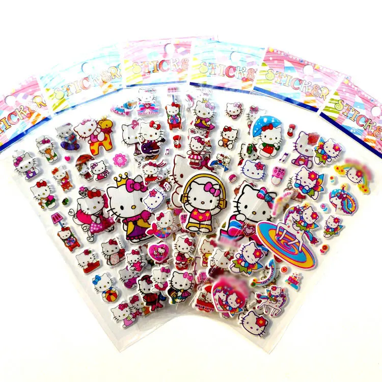 10pcs Hello 1200+ DIY 10 листов 3d объемные Пузырьковые наклейки мультяшная Принцесса Кошка животные водные игрушки для детей дети мальчик девочка день рождения - Цвет: 10pcs Hello