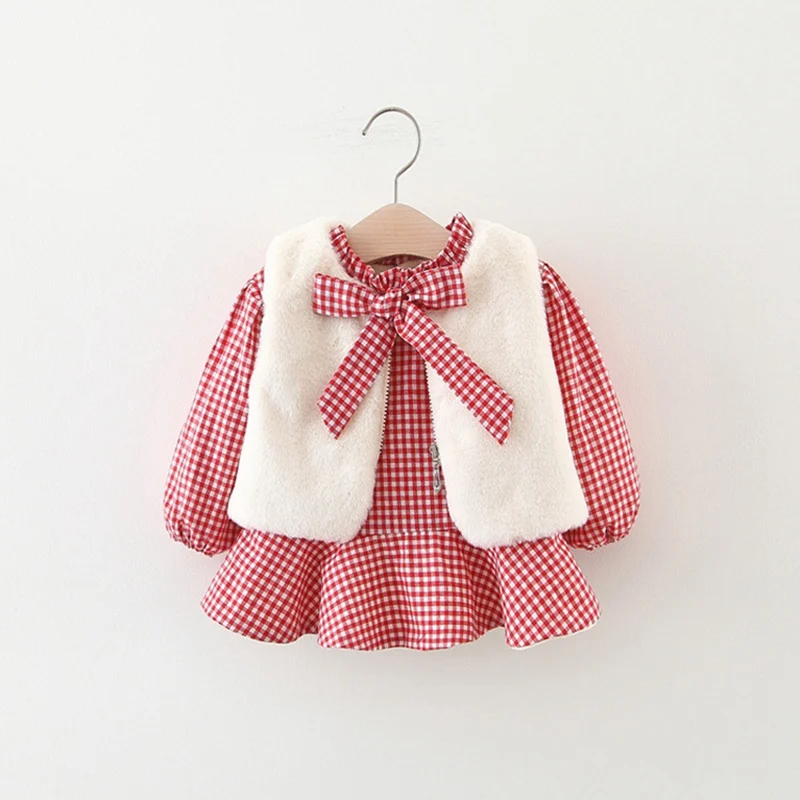 Теплый зимний детский комплект одежды принцессы для маленьких девочек бархатное