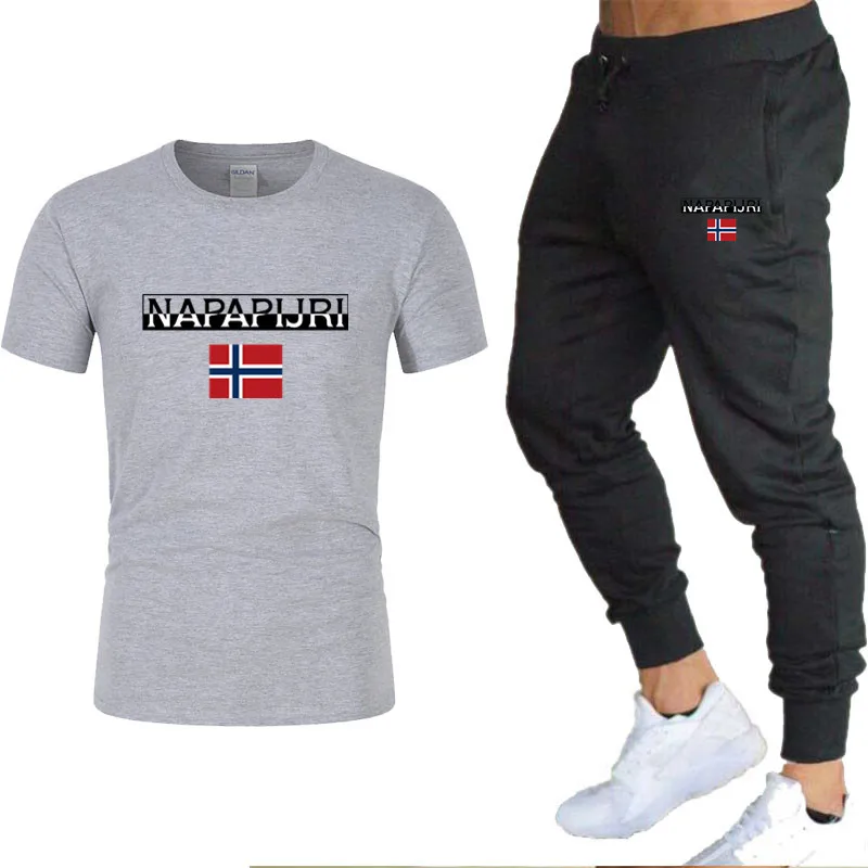 

2021 Hot Sale Summer T-shirt Pants Set Casual Brand Fitness Pants T-shirt Hip Hop Fashion Men Tracksuits