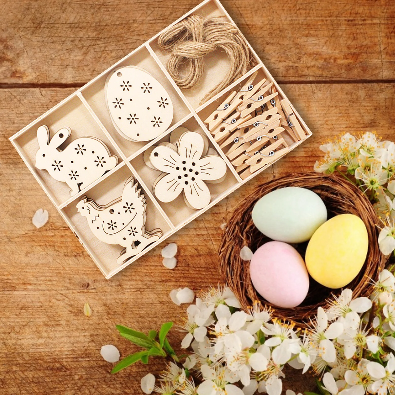 Пасхальные деревянные подвесные украшения DIY на пасхальную тему с изображением