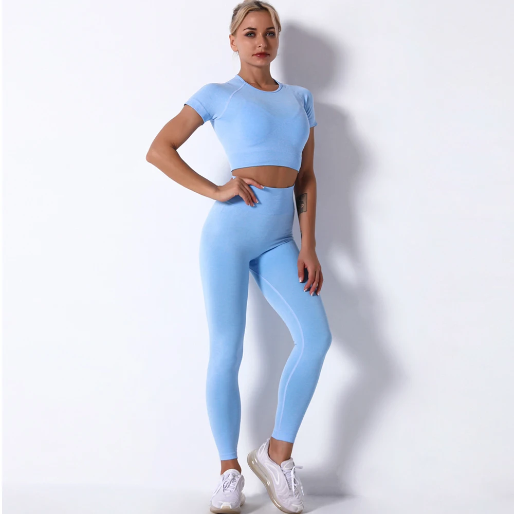 Бесшовный Женский комплект для йоги с высокой талией штаны одежда тренажерного
