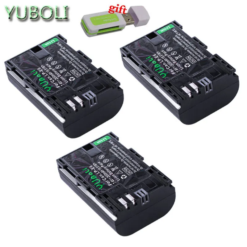 3battery Декодированный lpe6 bateria lp e6 E6N LP-E6N LP-E6 батарея+ двойное зарядное устройство для Canon 5D Mark II Mark III 6D 7D 60D 60Da 70D 80D DSLR - Цвет: 3battery