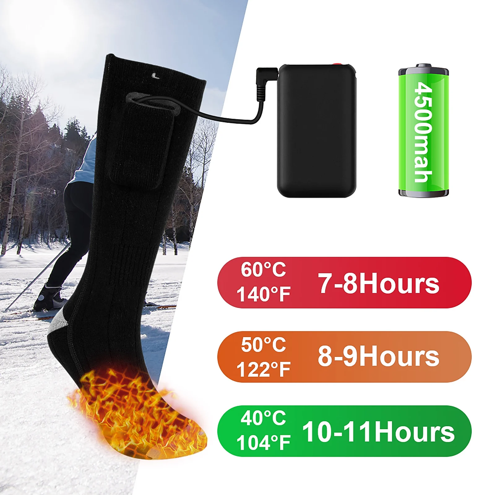 носки с подогревомТеплые зимние для улицы теплые 3 режима эластичные удобные