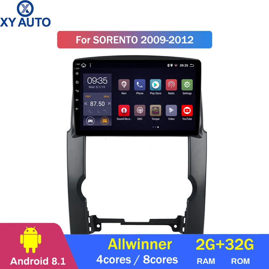 10 1 дюймов 2.5D IPS HD Мульти-сенсорный экран Android8.1 2G RAM 32G ROM NAVI для Kia Sorento 2009-2012 с Bluetooth USB