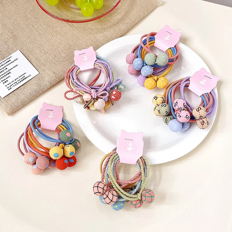 

5 Pcs/Set Children Cute Ball Elastic Hair Bands Ponytail Holder Girls Lovely Scrunchies Rubber Bands Kids Hair Accessories